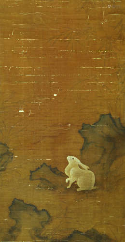 佚名 玉兔望月 立轴 绢本