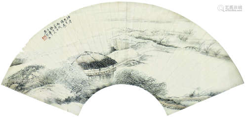 吴琴木 山水 扇片 纸本
