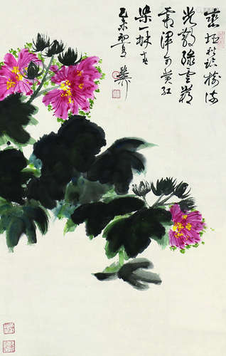 谢稚柳 芙蓉花 立轴 纸本