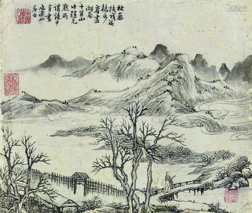 吴厉 山水 片 纸本