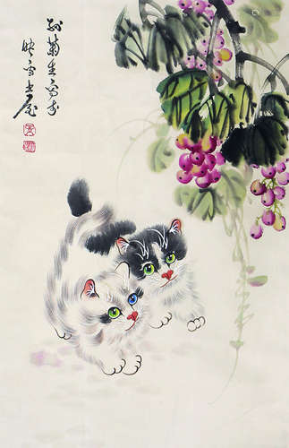 孙菊生 猫戏图 立轴 纸本