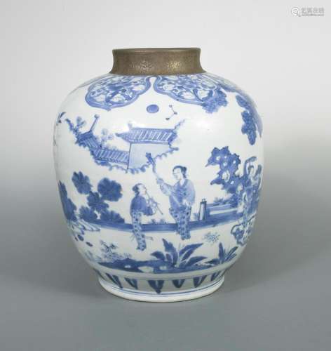 A Kangxi jar with dancing ladies and two musicians, the well potted and finely painted jar with a