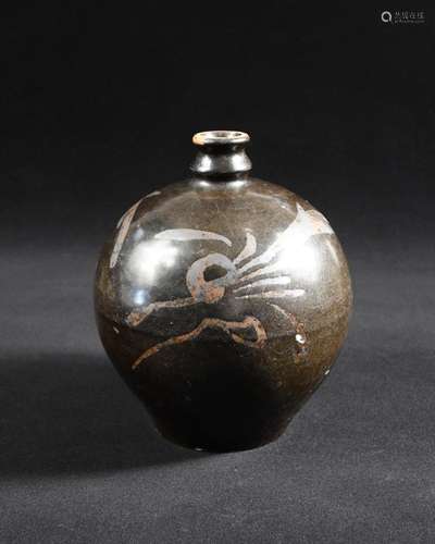 A Northern Song dynasty Cizhou type ovoid bottle 'Xiaokou ping', the body freely painted in russet