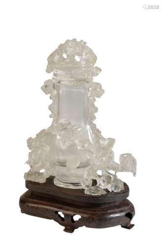 CARVED ROCK CRYSTAL VASE AND COVER