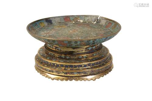 CLOISONNE CANDLE STAND, JINGTAI SIX CHARACTER MARK AND OF THE PERIOD