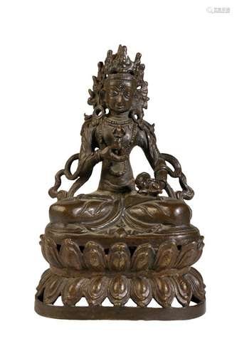 BRONZE SEATED FIGURE OF TARA, NEPAL, 19TH CENTURY