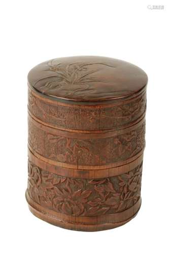 CARVED BAMBOO STACKING BOX, QING DYNASTY, 18TH CENTURY