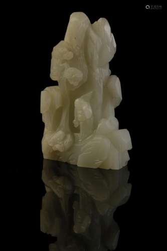 SMALL WHITE JADE CARVED 'MOUNTAIN' QING DYNASTY
