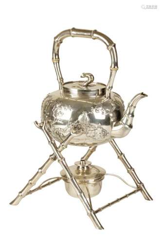 FINE SILVER KETTLE ON STAND, QING DYNASTY, 19TH CENTURY