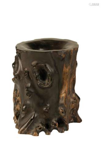 ZITAN BRUSH POT, QING DYNASTY, 19TH CENTURY,