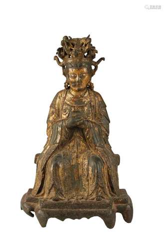 GILT-LACQUER BRONZE FIGURE OF A DAOIST IMMORTAL, MING DYNASTY, 16TH / 17TH CENTURY