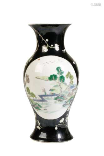 FAMILLE-NOIR BALUSTER VASE, QING DYNASTY