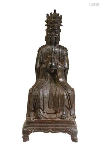 BRONZE FIGURE OF SEATED DAOIST, MING DYNASTY, 17TH CENTURY