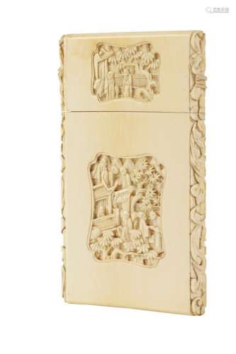 CANTONESE CARVED IVORY CARD CASE, QING DYNASTY
