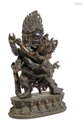 BRONZE FIGURE OF MAHAKALA, TIBET, 19TH CENTURY