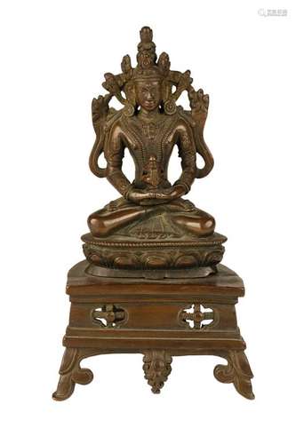 SEATED BRONZE FIGURE OF AMITAYUS, TIBET, 19TH CENTURY