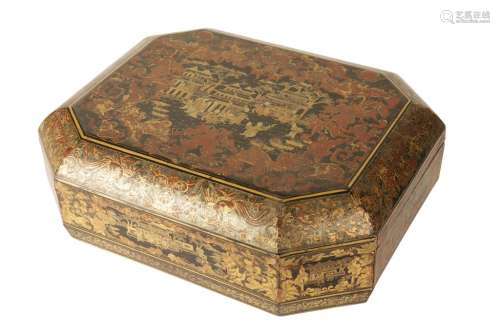 EXPORT LACQUER GAMES BOX, QING DYNASTY, 19TH CENTURY