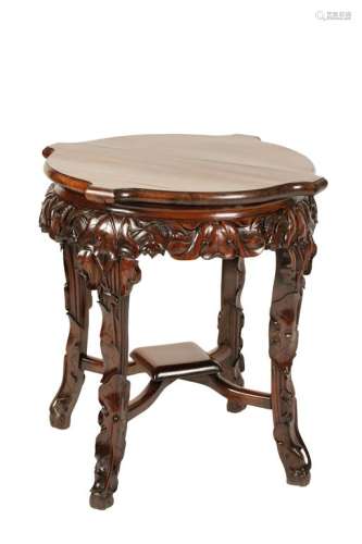 CARVED HUANGHUALI 'LOTUS' TABLE, QING DYNASTY, 19TH CENTURY