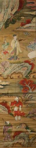 TWO JAPANESE SCROLL PAINTING, EDO PERIOD, depicting scholars and attendants in riverside views