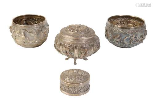SILVER CIRCULAR BOX AND COVER, THAILAND, LATE 19TH CENTURY