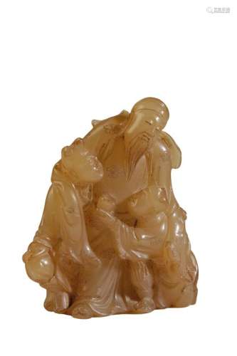 CARVED SOAPSTONE GROUP, QING DYNASTY, 19TH CENTURY