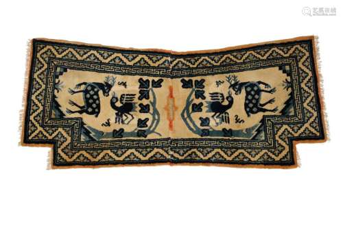 WOOL 'PHOENIX AND DEER' SADDLE RUG, QING DYNASTY, 19TH CENTURY