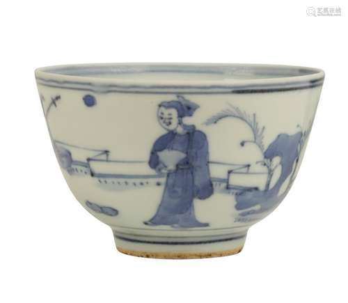 BLUE AND WHITE BOWL, WANLI SIX CHARACTER MARK AND OF THE PERIOD