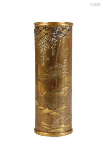 JAPANESE GILT-LACQUER AND SHIBIYAMA VASE, MEIJI PERIOD