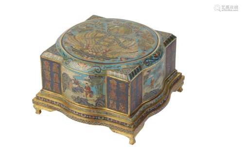 FINE CLOISONNE SQUARE-FORM BOX AND COVER, REPUBLIC PERIOD