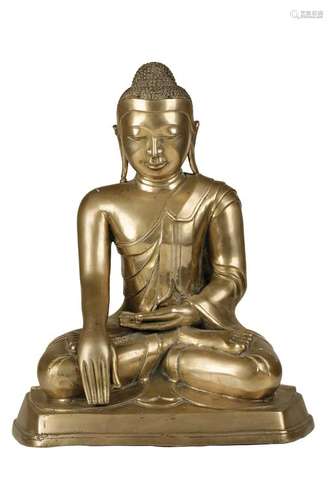 BRASS SEATED BUDDHA, BURMA, MANDALAY PERIOD, 19TH CENTURY