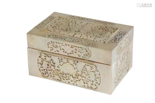 CARVED MOTHER-OF-PEARL EXPORT BOX AND COVER, QING DYNASTY, 19TH CENTURY