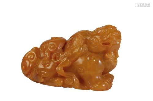 CARVED TIANHUANG STONE LION