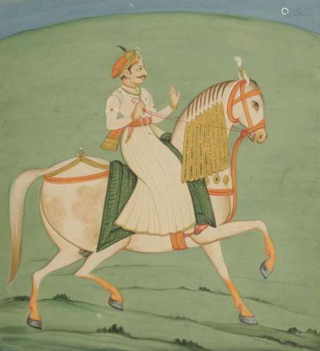 INDIAN EQUESTRIAN WATERCOLOUR, 19TH CENTURY