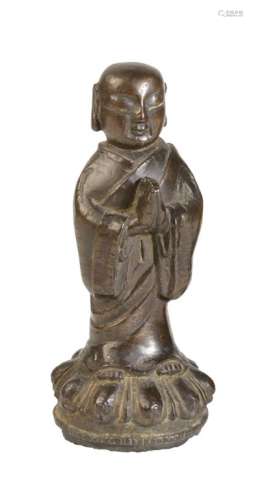 BRONZE FIGURE OF A MONK, 17TH CENTURY