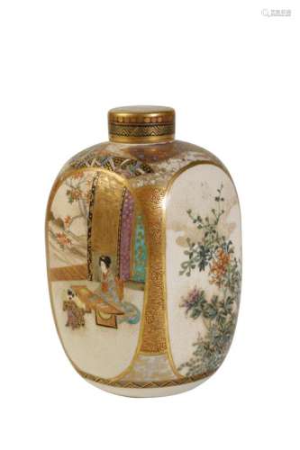 FINE JAPANESE SATSUMA TEA CADDY, MEIJI PERIOD