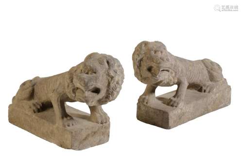 PAIR OF CHINESE STONE LIONS