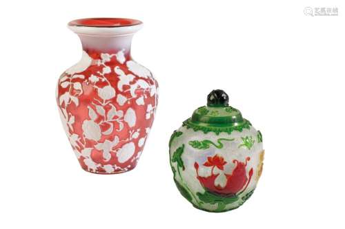 PEKING WHITE-GLASS OVERLAY VASE