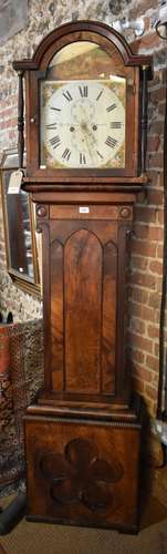 William Robeson, Newcastle, a 19th century mahogany 8-day longcase clock, the painted arched dial