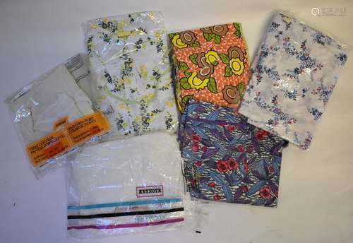 A box of vintage clothing to include; three 1970s Lisa-Jane shirts, one printed with Art Deco