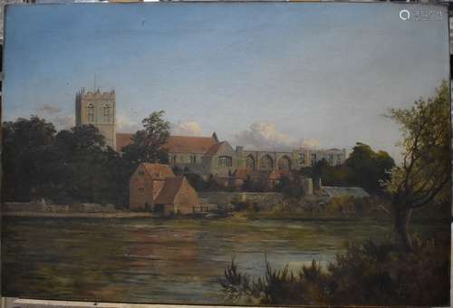 Niemann - Christchurch from the River Avon, oil on canvas, signed lower left and dated 1897, 50 x 76