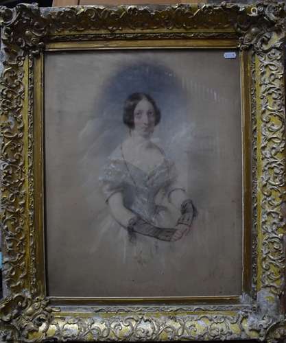 Jules Nogues (1809-?) - Portrait of a lady, by repute Lady Harris, mixed media, signed and dated