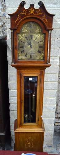 A German Hanvina eight-day longcase clock in the Sheraton style, striking on four hammers, 214 cm