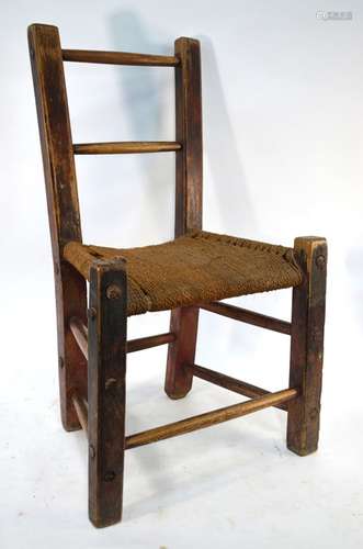 An Arts & Crafts rope seat country chair