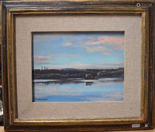 Douglas Anderson (b 1934) -  'Ballynahinch Lake and Old Castle',  oil on board, signed lower left,