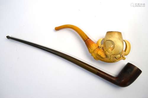 A late 19th century meerchem pipe in the form of an eagles claw (uncased) mto/with an Astleys