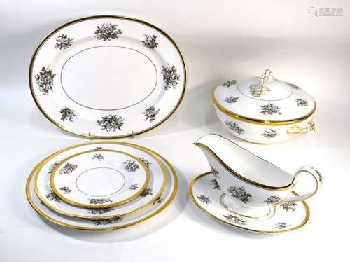 Spode Bone China dinner, tea and coffee service, pattern Y7624Z, decorated with black transfer