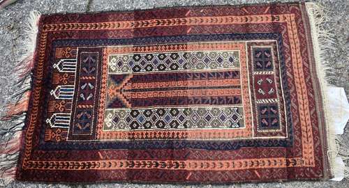 An old Afghan Baluch prayer rug, Sistan, circa 1920,  130 x 82 cm [351]