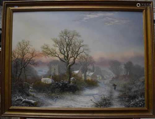 Charles Leaver (1824-1888) - Pangbourne in the snow, oil on canvas, signed lower right, 61 x 84