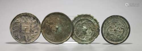 Group of Four Archaistic Chinese Bronze Mirrors