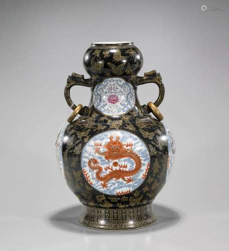 Chinese Enameled Porcelain Dragon Vase